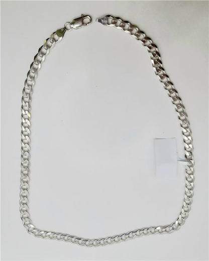 925 silver curb chain necklace, 20 inches long, sleek design, unbranded, shiny silver finish, weighs 48.6 grams