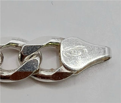 20-inch 925 silver curb chain with a sturdy design and polished finish, weighing 48.6 grams, ideal for jewelry accessories.