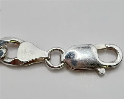Silver curb chain necklace, 20-inch length, 48.6g, crafted from 925 sterling silver, unbranded jewelry accessory.