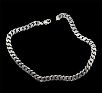 925 silver curb chain, 20-inch length, 86.7g, unbranded, with detailed links and polished finish