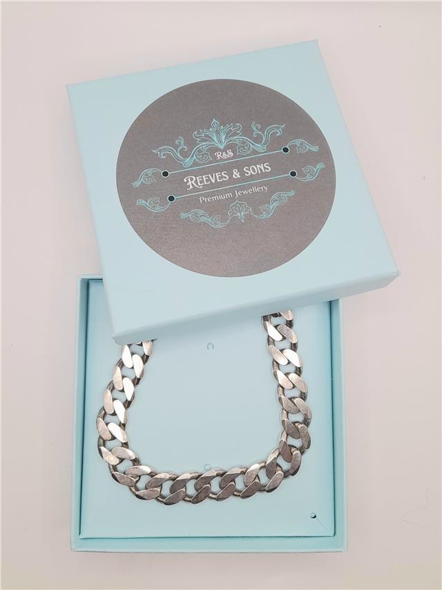 925 silver curb chain, 20-inch length, 86.7g, unbranded, showcasing a smooth, durable silver jewelry piece.