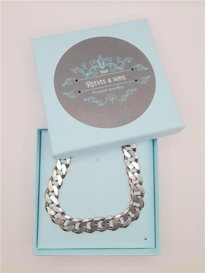 925 silver curb chain, 20-inch length, 86.7g, unbranded, showcasing a smooth, durable silver jewelry piece.