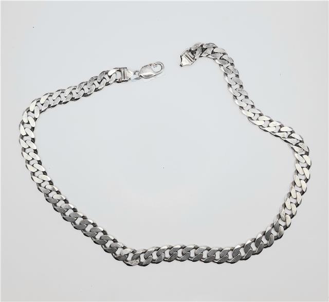 925 silver curb chain necklace, 20 inches long, weighs 86.7 grams, featuring classic curb links, unbranded jewelry.
