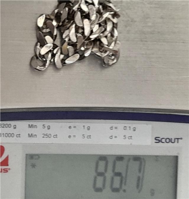 925 silver curb chain necklace, 20 inches long, weighing 86.7g, with a classic interconnected link design