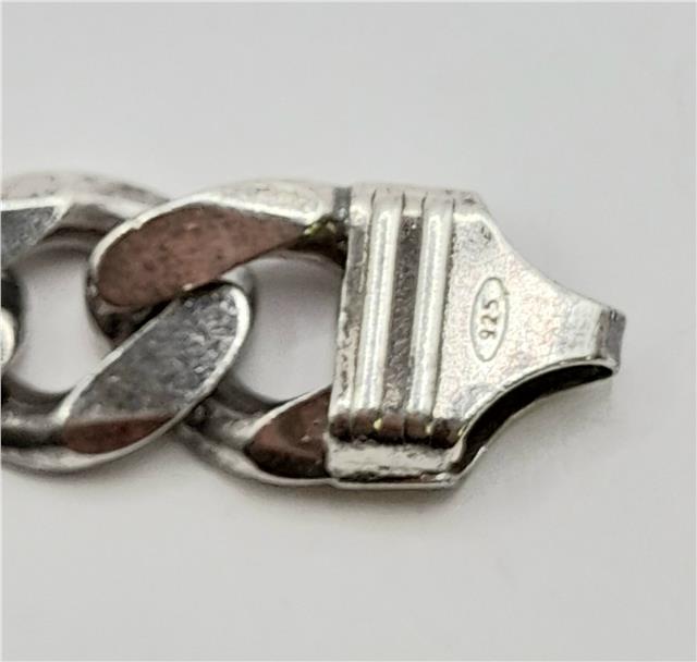 925 silver curb chain, 20-inch length, 86.7g, unbranded, showcasing the detailed silver jewelry link design.
