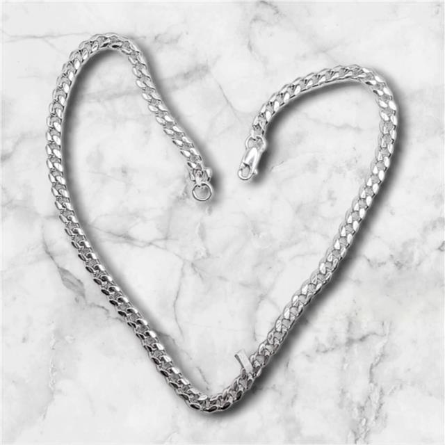 925 silver curb chain necklace, 18 inches long, weighing 40.8 grams, with a classic curb link design.