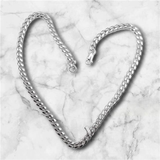 925 silver curb chain necklace, 18 inches long, weighing 40.8 grams, with a classic curb link design.