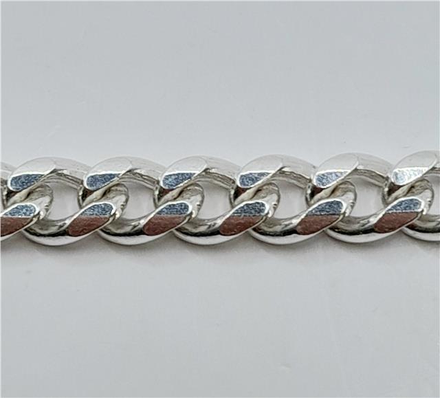 925 silver curb chain necklace, 18 inches long, lightweight and durable, featuring a classic curb link design.