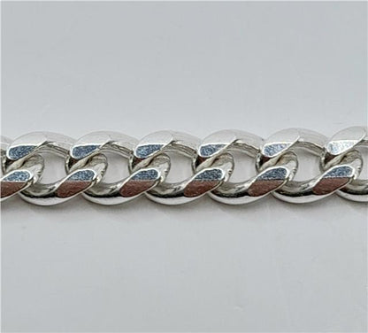 925 silver curb chain necklace, 18 inches long, lightweight and durable, featuring a classic curb link design.