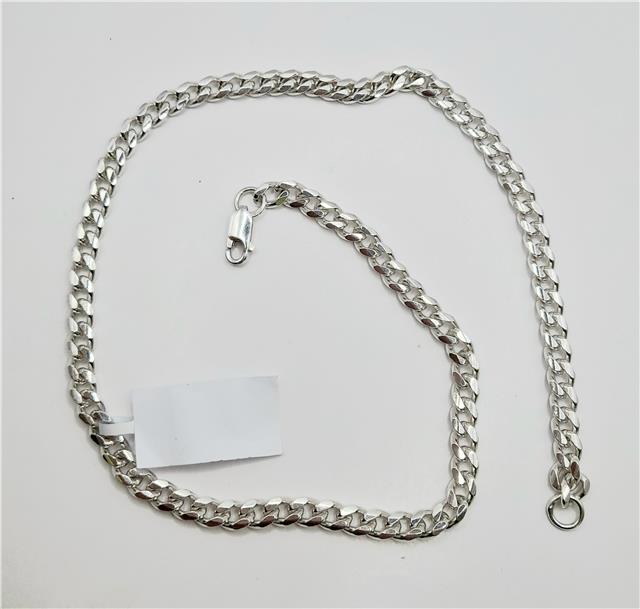 925 silver curb chain necklace, 18 inches long, weighing 40.8g, featuring a classic design with a shiny silver finish.