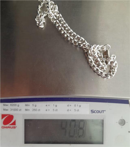 925 silver curb chain necklace, 18 inches long, weighing 40.8 grams, with a classic design.