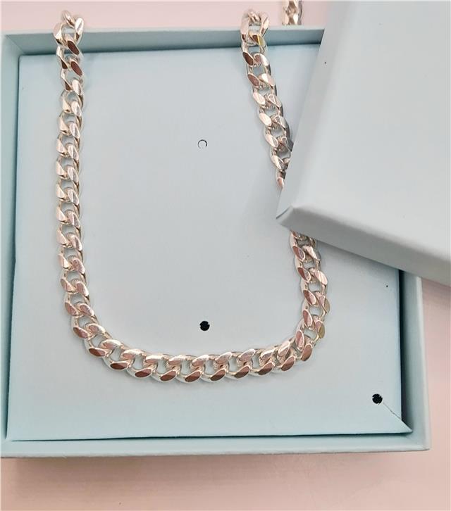 925 silver curb chain necklace, 18 inches long, 40.8g, unbranded, with a detailed view of the chain links and silver finish.