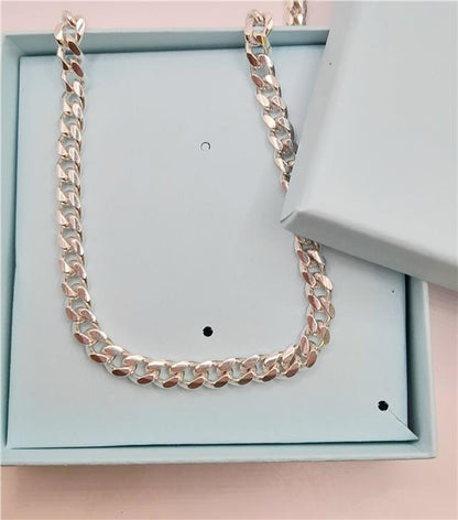 925 silver curb chain necklace, 18 inches long, 40.8g, unbranded, with a detailed view of the chain links and silver finish.