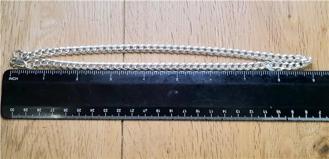 925 silver curb chain necklace, 18 inches long, weighing 40.8 grams, with a classic link design.
