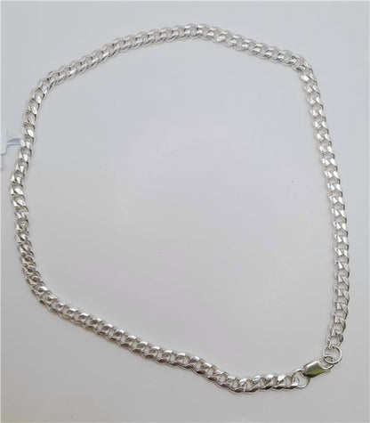 925 silver curb chain necklace, 18 inches long, weighs 40.8g, featuring classic silver links, unbranded jewelry accessory.