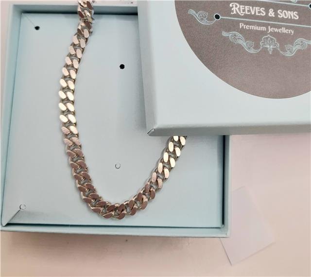 925 silver curb chain, 16-inch length, 48g weight, unbranded jewelry chain with classic curb link design.