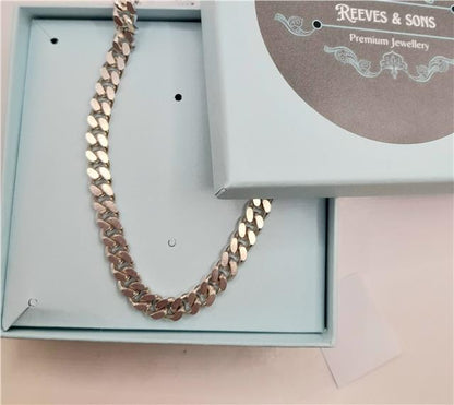 925 silver curb chain, 16-inch length, 48g weight, unbranded jewelry chain with classic curb link design.