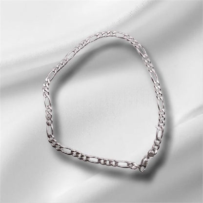 925 silver figaro chain, 18-inch length, 37.7g, unbranded jewelry with intricate link design.
