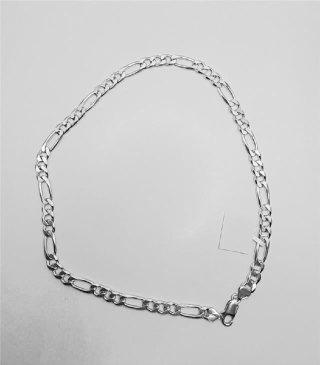 925 silver figaro chain, 18-inch length, 37.7g, unbranded jewelry piece with detailed links and shiny finish.