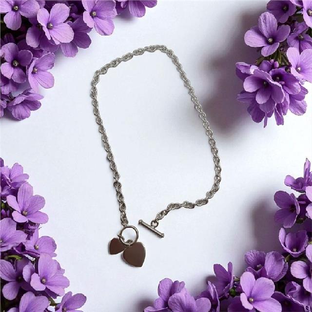 925 silver heart chain, 16cm length, unbranded jewelry with intricate heart pendant and detailed craftsmanship.