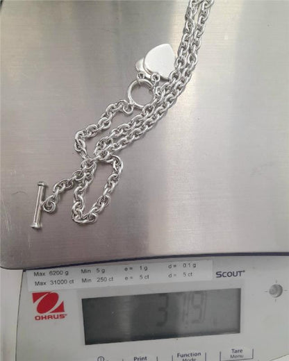 925 silver heart chain, 16cm length, weighs 37.9g, featuring a delicate heart pendant, unbranded jewelry accessory.