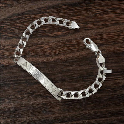 925 silver ID bracelet with a sleek design, weighing 18.4g and measuring 8.2 inches, perfect for stylish everyday wear.