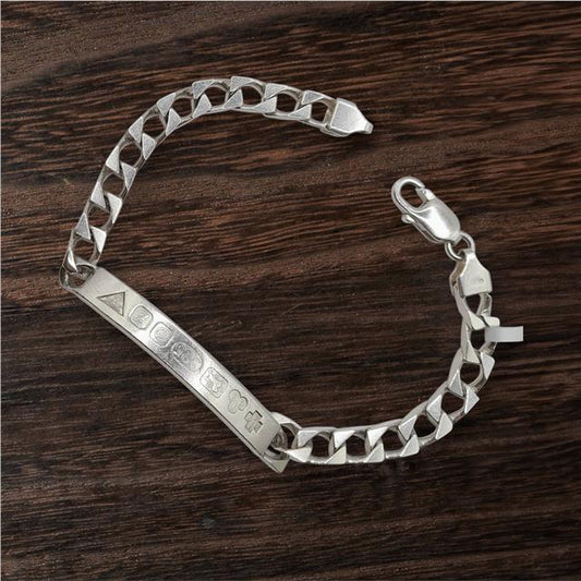 925 silver ID bracelet with a sleek design, weighing 18.4g and measuring 8.2 inches, perfect for stylish everyday wear.