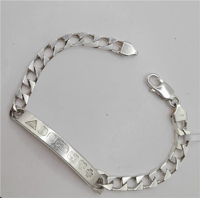 925 silver ID bracelet weighing 18.4g, 8.2 inches, unbranded, featuring a sleek silver design for men or women.