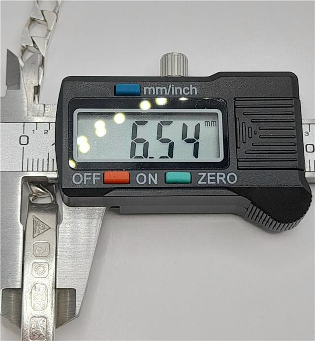 925 silver ID bracelet, unbranded, 8.2 inches long, 18.4g, designed with a sleek silver band and adjustable clasp.