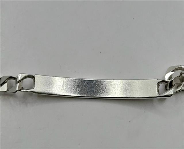 925 silver ID bracelet with engraved plate, 8.2 inches long, weighing 18.4 grams, unbranded jewelry accessory
