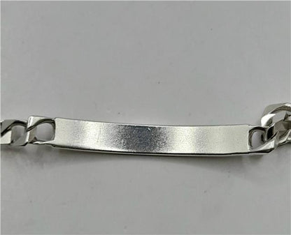 925 silver ID bracelet with engraved plate, 8.2 inches long, weighing 18.4 grams, unbranded jewelry accessory