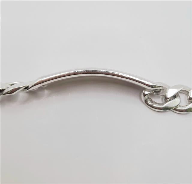 925 silver ID curb bracelet, 22cm, unbranded, with a sleek chain design and secure clasp, suitable for everyday wear.