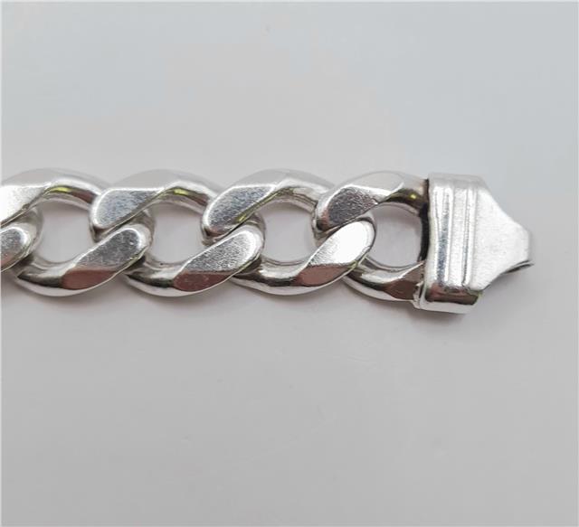 925 silver ID curb bracelet, 22cm length, unbranded, with a sleek silver chain and ID plate, displayed on a neutral background.