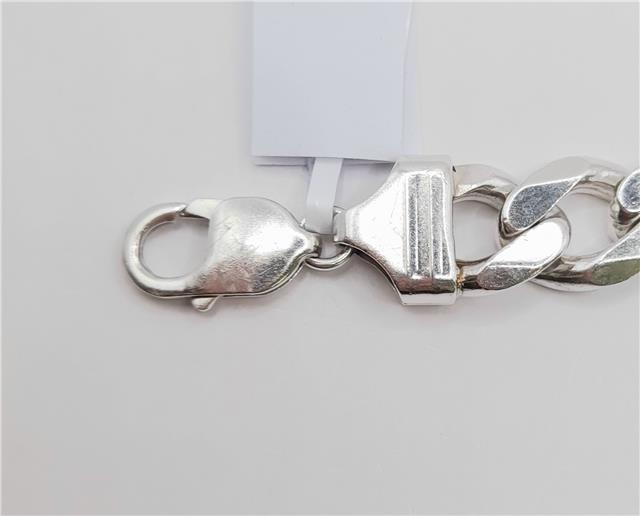 925 silver ID curb bracelet, 22cm, unbranded, with a sleek chain design and secure clasp, displayed on a white background.