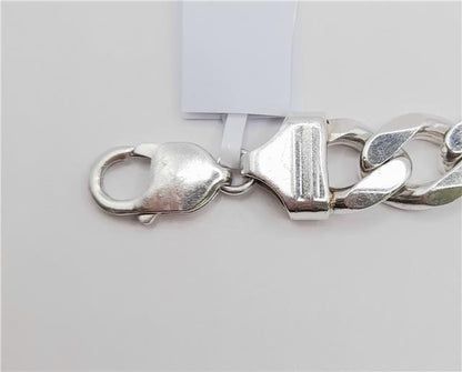 925 silver ID curb bracelet, 22cm, unbranded, with a sleek chain design and secure clasp, displayed on a white background.