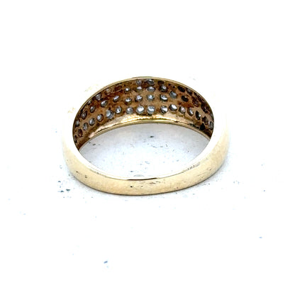 9ct diamond ring with 1/2 carat total weight, size M, featuring sparkling diamonds on a 3.4g unbranded band.
