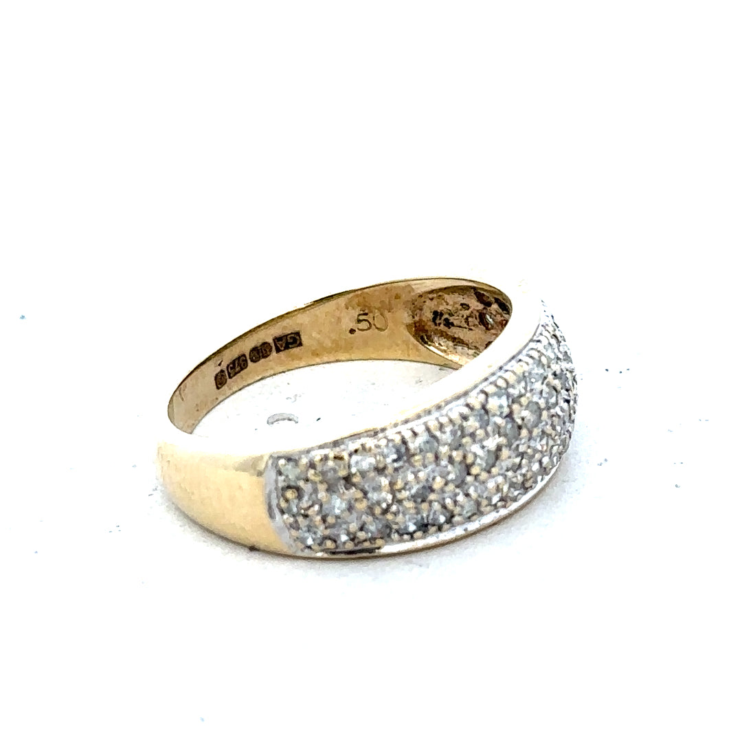 9ct diamond ring with 1/2 carat total weight, size M, unbranded, showcasing the sparkling diamond and sleek band design.