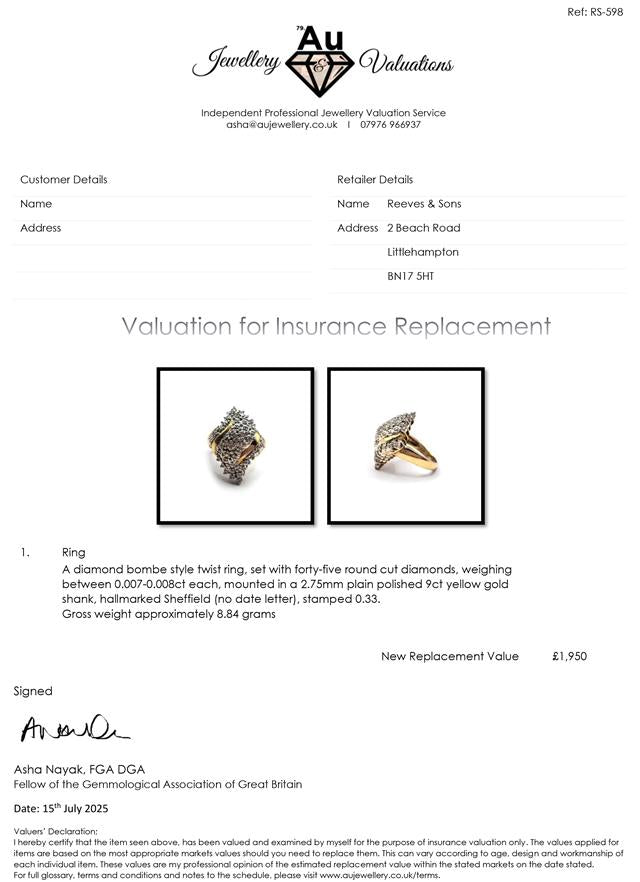 Unbranded 9ct diamond ring with a central sparkling diamond set in a polished gold band.