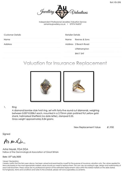 Unbranded 9ct diamond ring with a central sparkling diamond set in a polished gold band.