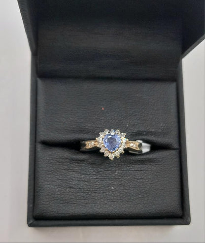 9ct diamond ring in size J1/2 with 2.8g, showcasing a sparkling diamond and elegant band design.