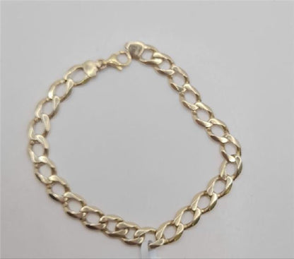 9ct gold curb bracelet, 21cm length, 12.9g weight, unbranded jewelry with classic gold curb chain design.