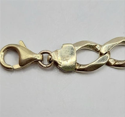 9ct gold curb bracelet, 21cm length, 12.9g weight, unbranded, showing detailed gold chain design on a white background.