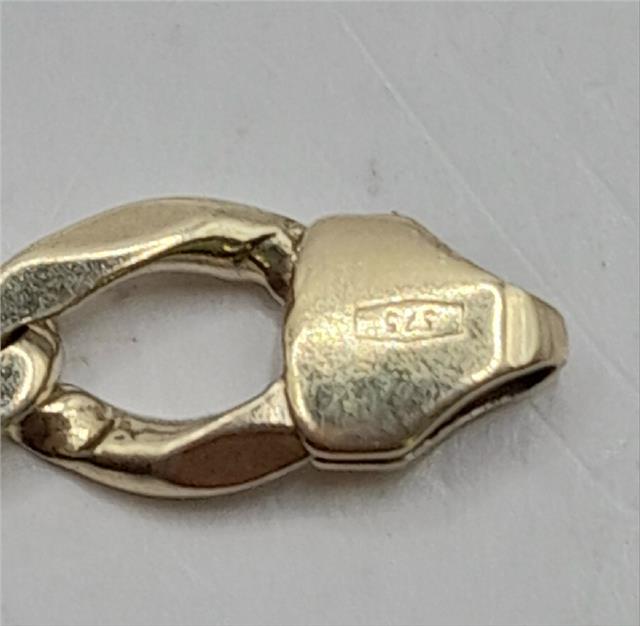 9ct gold curb bracelet, 21cm length, 12.9g, unbranded, with classic curb link design, shown on a neutral background.