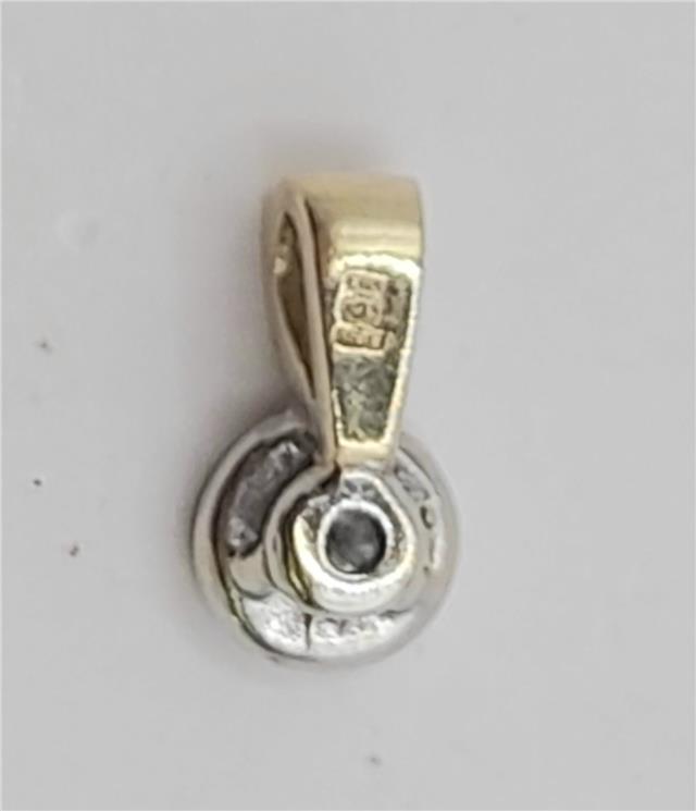 9ct gold diamond pendant with sparkling diamonds, unbranded, weighing 0.7g, elegant jewelry piece for special occasions.