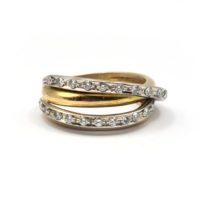 9ct multi-gold diamond ring with 0.80 carats of sparkling diamonds, showcasing a luxurious and elegant jewelry design.