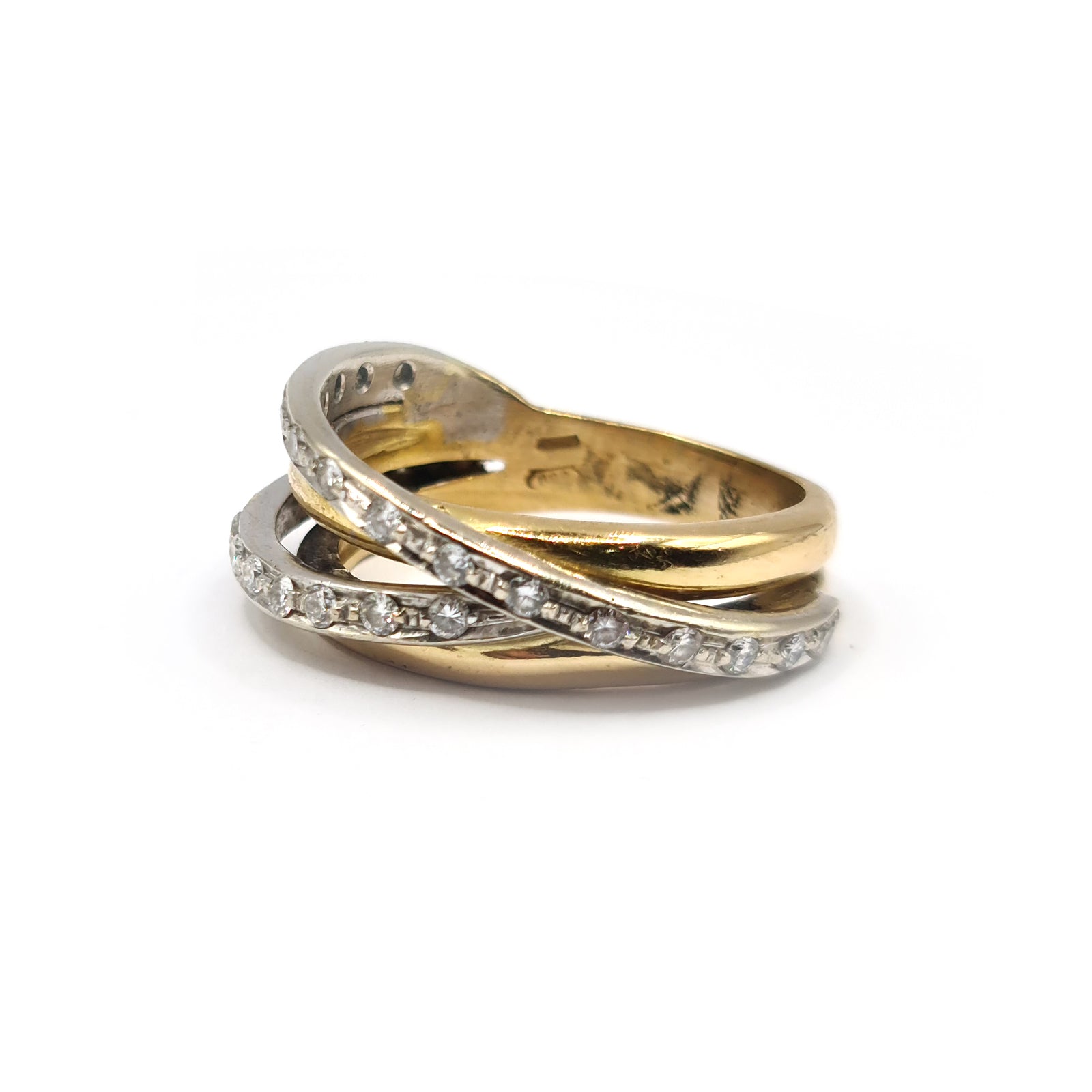 9ct multi-gold diamond ring with 0.80 carats of sparkling diamonds, showcasing a elegant and vibrant jewelry piece.
