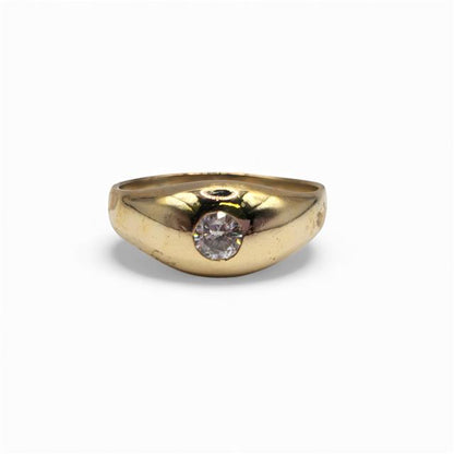 9ct yellow gold ring with a single diamond, showcasing a sleek and elegant design, perfect for special occasions or everyday wear.