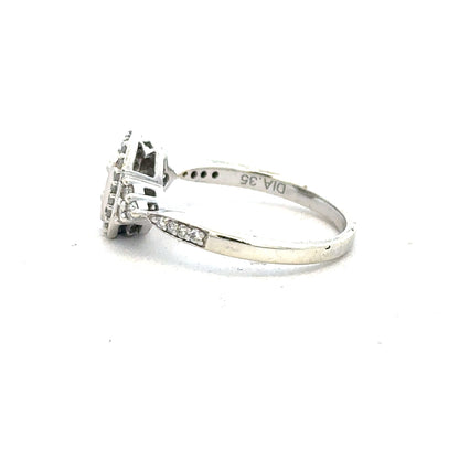 9ct white gold diamond ring with 0.35 carat center stone, size J, featuring a sleek and elegant design.