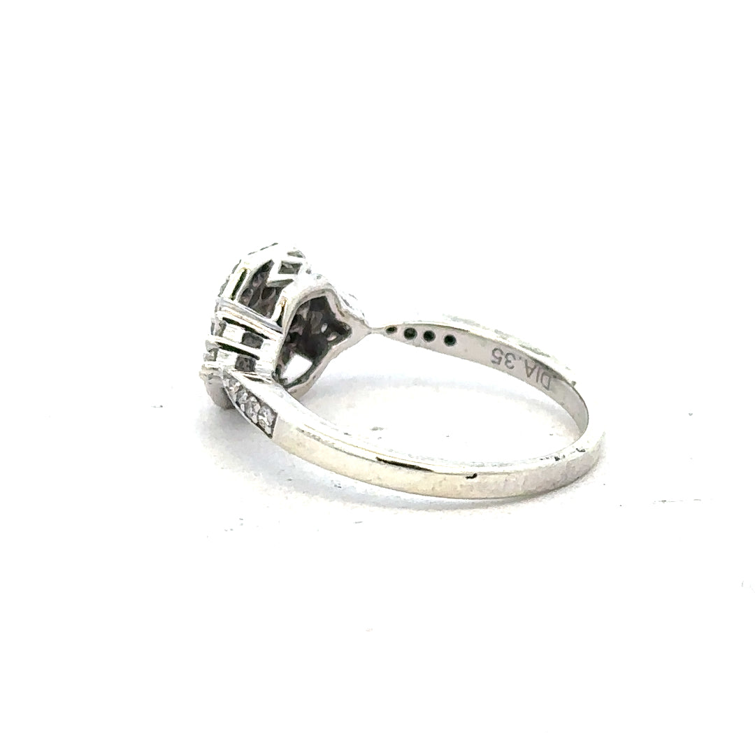 9ct white gold diamond ring with 0.35 carat center stone in size J, featuring a sleek, elegant design and sparkling brilliance.