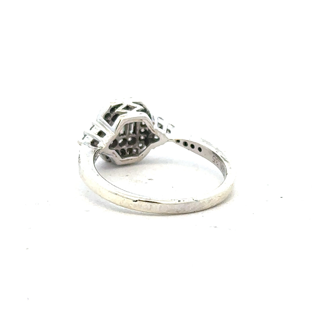 9ct white gold diamond ring with 0.35 carat center stone, size J, showcasing a sleek and elegant design.